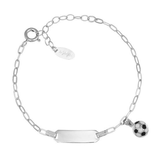Image sur Bracelet identité en argent 925 avec ballon de soccer