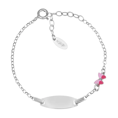Image de Bracelet identité en argent 925 avec papillon