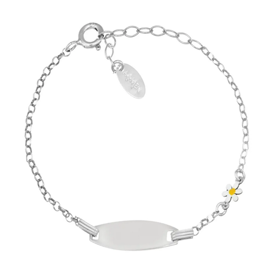 Image sur Bracelet identité en argent 925 avec fleur