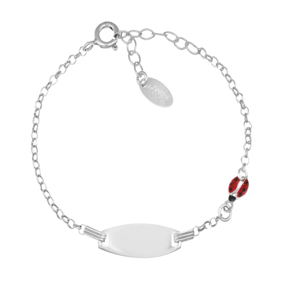 Image sur Bracelet identité en argent 925 avec coccinelle