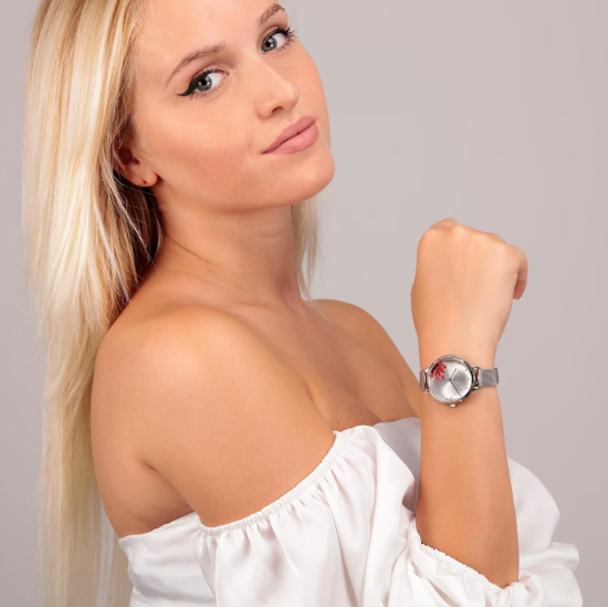 Image sur Montre avec brin de fleurs rouges de la Collection Oui & Me - ME010249