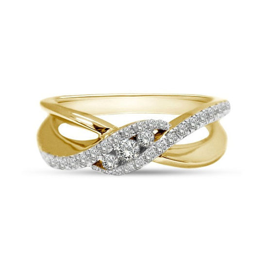 Image sur Bague en or jaune 10KT avec diamants de laboratoire - 10326.10Y