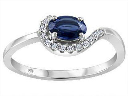 Image de Bague en or blanc 10KT avec saphir de forme ovale et diamants - JVJ3472/S