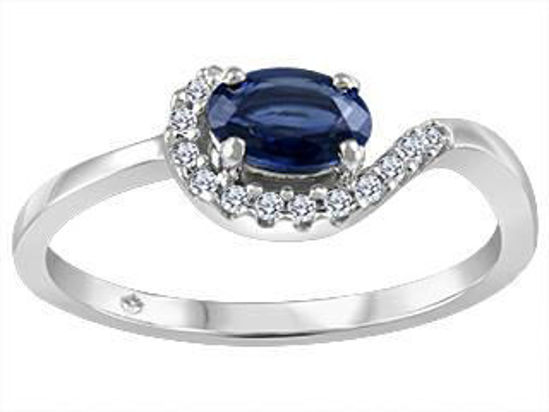 Image sur Bague en or blanc 10KT avec saphir de forme ovale et diamants - JVJ3472/S