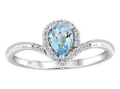 Image de Bague en or blanc 10KT avec aigue-marine forme poire et diamants - JVJ4006/AQ