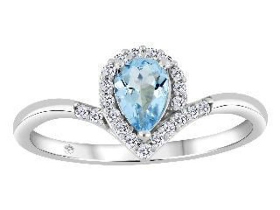 Image sur Bague en or blanc 10KT avec aigue-marine forme poire et diamants - JVJ4006/AQ
