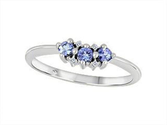 Image sur Bague en or blanc 10KT avec tanzanites et diamants - JVJ3841/TZ
