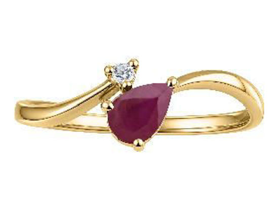 Image sur Bague en or jaune 10KT avec rubis forme poire et diamants - JVJ4151/R