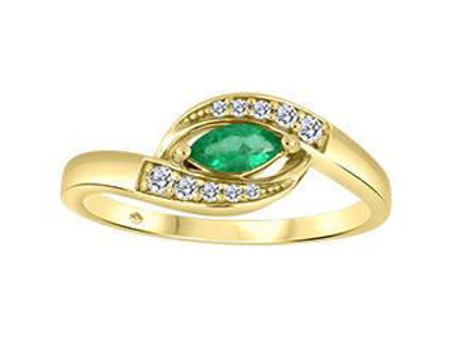 Image de Bague en or jaune 10KT avec émeraude forme marquise et diamants - FIJ3932/E