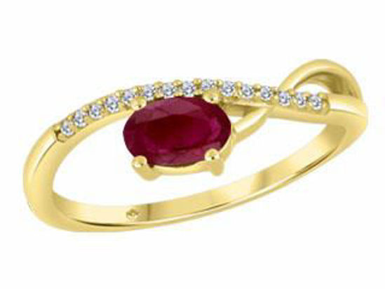 Image sur Bague en or jaune 10KT avec rubis forme ovale et diamants - JVJ3955/R