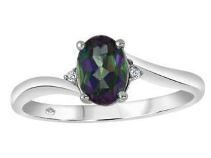 Image de Bague en or jaune 10KT avec un topaze mystique forme ovale et diamants - JVJ3667MTZ