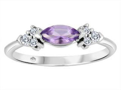 Image de Bague en or blanc 10KT avec quartz lilas forme marquise et diamants - FIJ3850/05