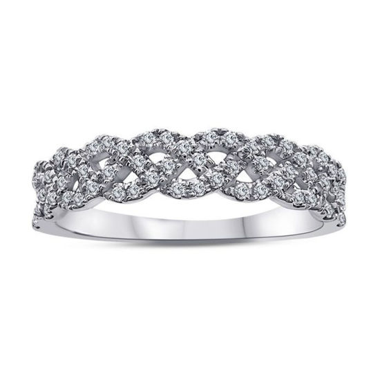 Image sur Bague en or blanc 10KT avec diamants de laboratoire - 11487W-B.10W