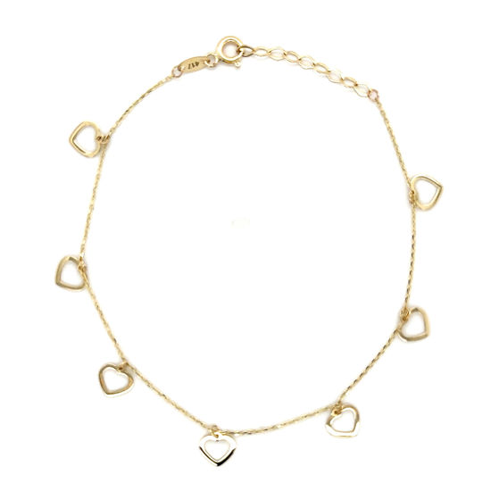 Image sur Bracelet cœurs 7 1/4" à 8" en or jaune 10KT