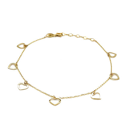 Image de Bracelet cœurs 7 1/4" à 8" en or jaune 10KT
