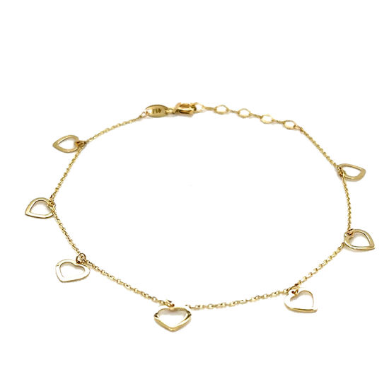 Image sur Bracelet cœurs 7 1/4" à 8" en or jaune 10KT