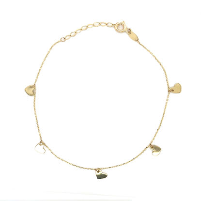 Image de Bracelet cœurs 7" à 8" en or jaune 10KT