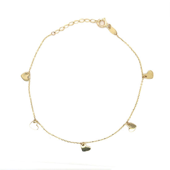 Image sur Bracelet cœurs 7" à 8" en or jaune 10KT