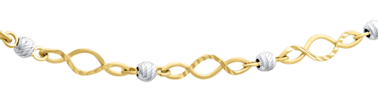 Image sur Bracelet de Fantaisie 7" en or jaune et blanc 10KT