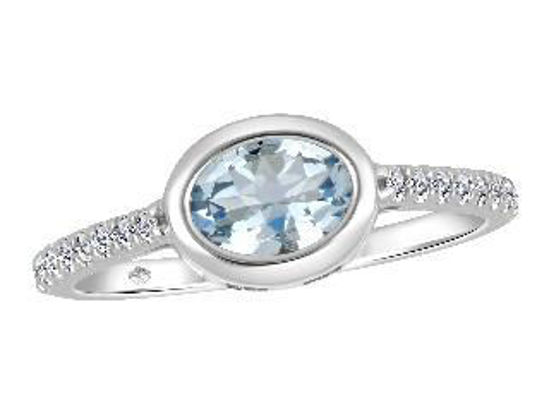 Image sur Bague en or blanc 10KT avec aigue-marine naturelle et diamants naturels - JVJ4042/AQ