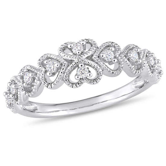 Image sur Bague en or blanc 10KT avec diamants naturels