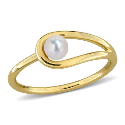 Image de Bague en or jaune 10KT avec perle d'eau douce